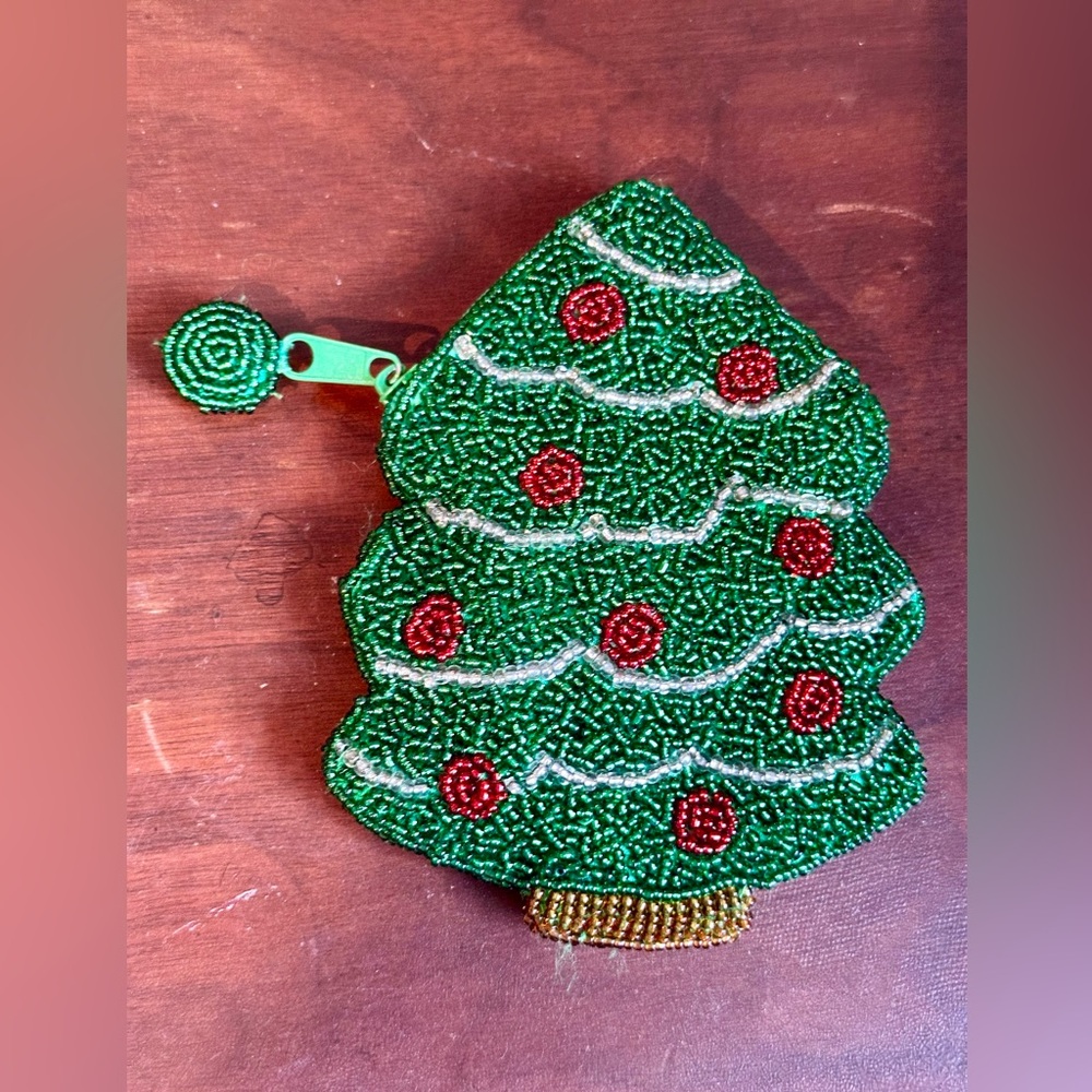 1960s Mini beaded Christmas Tree Purse